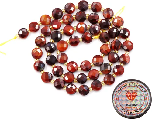 Miniatura 42 de Cuentas de piedras preciosas para la fabricación de joyas, cuentas de monedas facetadas de piedra natural piedra de sangre africana de 0.236 in