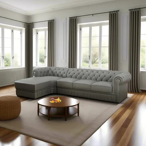 Miniatura 3 de Sofá seccional en forma de L, conjunto de sofás de cuero, sofá grande de piel de vaca con sillón reclinable a la izquierda, adecuado para oficina