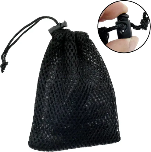 Miniatura 2 de 6pcs Nylon Malla Cordón Bolsa Bolsas Negras Para Mini Cosas Teléfono Celular MP3 (4.9x3.5 in) Cierre De Cierre De Cordón