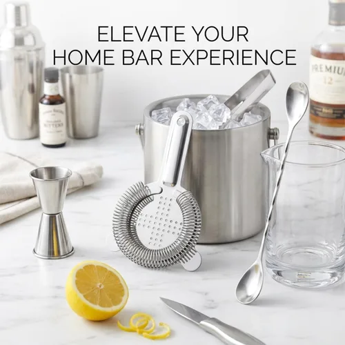 Miniatura 7 de Hawthorne - Colador de cóctel profesional de acero inoxidable 304 de grado alimenticio con resorte de alta densidad, colador ergonómico para bebidas