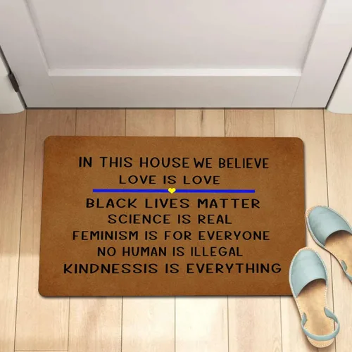 Miniatura 4 de in This House We Believe - Felpudos divertidos de goma antideslizante, tapetes personalizados para decoración del hogar para uso en exteriores e