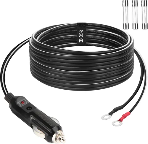 Adaptador de Encendedor de Cigarrillos Macho de Servicio Pesado 14AWG 20A Cable de Alimentación con Cable de 10 pies / 3.05m 14 AWG para Inversor de