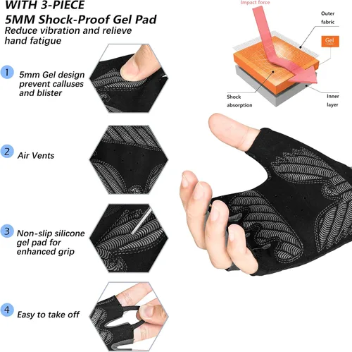 Miniatura 2 de MOREOK Cycling Gloves Bike Gloves for MenWomen-5MM Gel Pad Half Finger Bicycle Biking Gloves for CyclingWeight LiftingGymMotorcycleRowingOutdoor