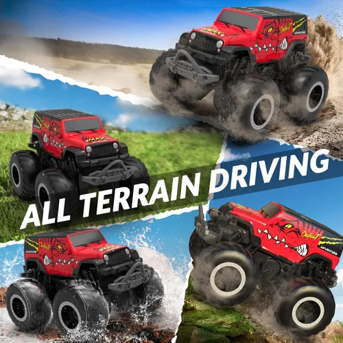 Miniatura 2 de STEMTRON Coche de control remoto anfibio 2.4GHz 1:20 todo terreno todoterreno RC coche control remoto barco regalos para niños niños rojo Rojo Suv