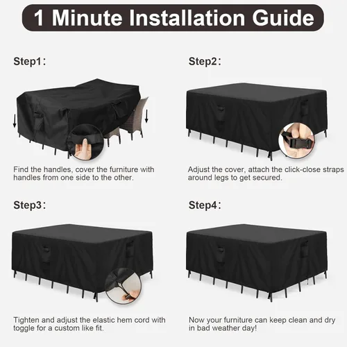 Miniatura 7 de PureFit Fundas para muebles de patio, funda impermeable para muebles de mesa de exterior rectangular, cubierta de sofá seccional de patio