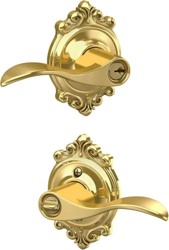 Miniatura 74 de SCHLAGE - Manija de puerta Accent con cerradura de paso libre para pasillo y armario en bronce antiguo - F10 ACC 716 Bronce Envejecido