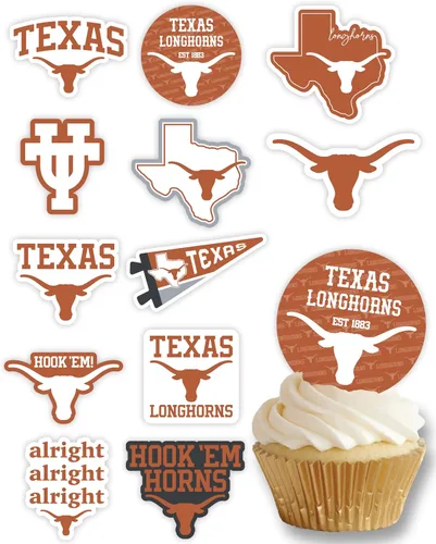 Miniatura 29 de Decoraciones para cupcakes de la Universidad de Alabama, suministros para fiestas de fútbol americano, cumpleaños, graduación (24 piezas)