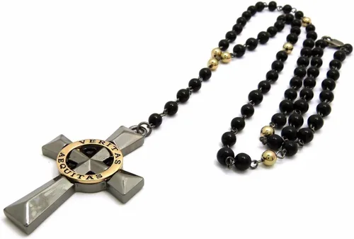 Miniatura 2 de COLLAR VERITAS AEQUITAS CRUZ BOONDOCK SAINTS COLLAR DE CRISTAL CON CUENTAS ROSARIO