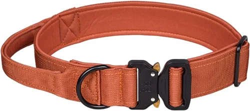 Miniatura 13 de Collar táctico para perro, ajustable, de neopreno suave, acolchado, de nailon con asa de control y hebilla de metal resistente para perros medianos
