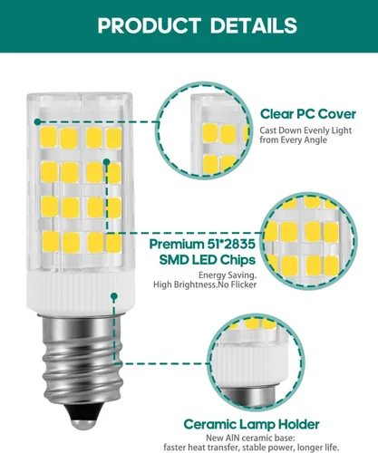 Miniatura 5 de WE05X20431 - Bombilla de tambor para secadora 22002263 3.5 W 120 V equivalente a 40 W halógeno 400 lm 360° sin parpadeo, no regulable compatible