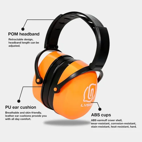 Miniatura 3 de LYSIAN Orejeras de protección auditiva de 31 dB, orejeras plegables de seguridad ajustables para disparos, construcción, corte de césped, adultos
