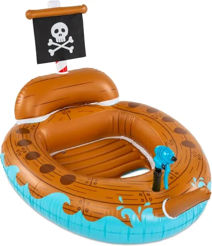 BigMouth Pirate Ship Water Blaster - Flotador inflable para piscina con pistola de agua alimentada con piscina para niños, juguete de piscina
