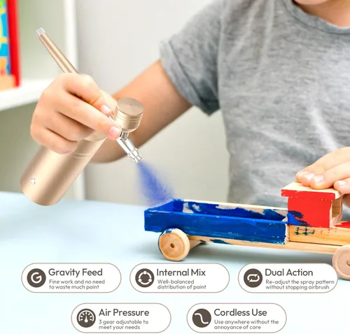 Miniatura 4 de Kit de Aerógrafo con Compresor 30PSI Aerógrafo Portátil Recargable de Mano Inalámbrico para Uñas, Arte, Pintura, Decoración de Pasteles, Galletas
