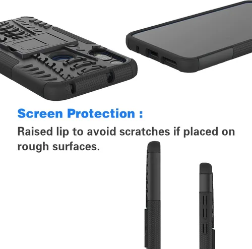 Miniatura 4 de Funda de teléfono para Moto E 2020 Motorola E7 con protector de pantalla de vidrio templado y accesorios de célula híbrida dura y resistente, Negro