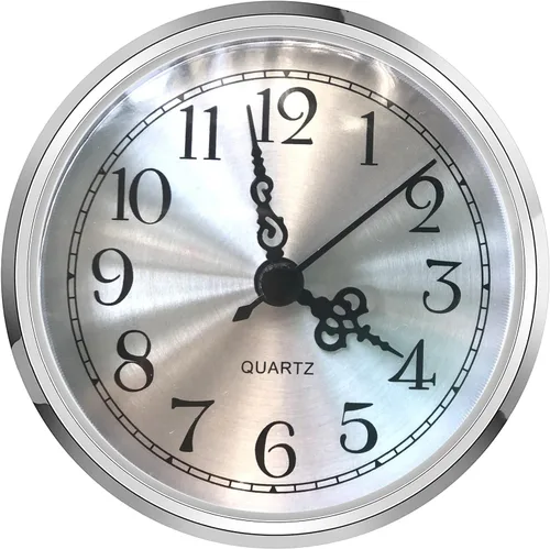 Miniatura 8 de HILLHOME Mini reloj redondo de cuarzo, esfera dorada de 3.5 pulgadas, bisel dorado, números arábigos, se adapta a agujeros de 3.0 pulgadas (3.071 in)