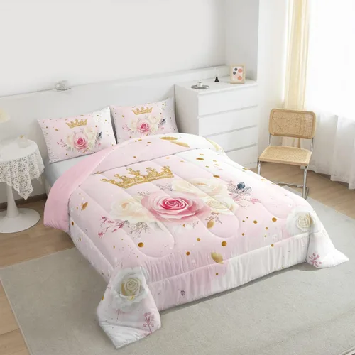Miniatura 129 de Erosebridal Juego de ropa de cama de princesa de ballet, tamaño Queen, juego de edredón de 3 piezas para niñas bailarinas de ballet, lindo juego