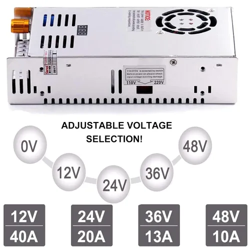 Miniatura 3 de EAGWELL Fuente de alimentación CC CA 110V/220V a DC 0-48V 10A 480W Buck Convertidor, adaptador LED ajustable regulado 5V 12V 24V 30V 36V 48V Volt