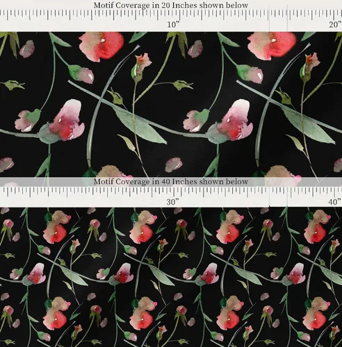 Miniatura 2 de Soimoi The Yard - Tela de algodón negro de cambric - 42 pulgadas de ancho - Sweet Pea & Leaves Watercolor Haven Textile - Fusión suave y caprichosa
