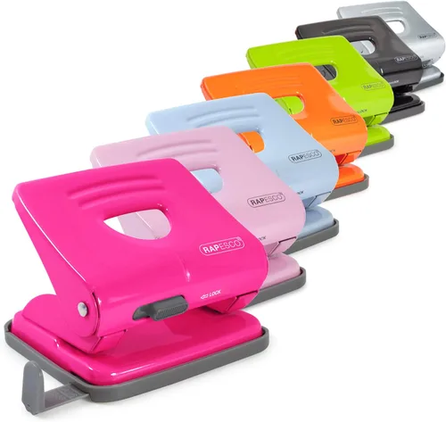 Miniatura 3 de Rapesco 1030 Punzón de metal de 2 agujeros, capacidad para 25 hojas, color negro