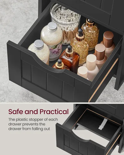 Miniatura 6 de VASAGLE Slim Bathroom Storage Cabinet, MDF Freestanding Floor Organizer with 4 Drawers, Narrow Laundry Room Storage, 11.8 x 11.8 x 32.4 Inch, Black