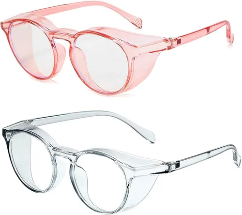 Miniatura 17 de Gafas protectoras de seguridad, lentes claros a prueba de empañamiento/rayones, para hombre, marco transparente Rosado