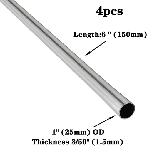 Miniatura 2 de Tubo de acero inoxidable 304 de 1" DE (diámetro exterior) de 6" de longitud, tubo soldable de 3/50" de grosor de pared, tubo recto redondo de metal