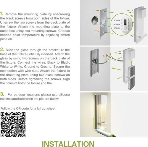Miniatura 9 de ASD LED 13" Bubble Glass Wall Light Fixture, Outdoor & Indoor Seeded Sconce 3CCT, Waterproof, Dimmable, ETL Listed 12W 500LM 3000-5000K 120V