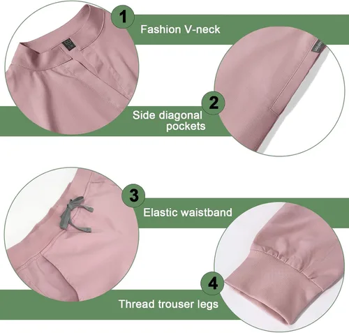 Miniatura 4 de NiaaHinn Conjunto de ropa quirúrgica para mujer con parte superior y pantalón deportivo con bolsillo con cremallera, uniforme mediano