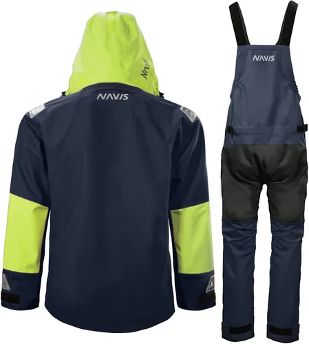 Miniatura 3 de NAVIS MARINE Conjunto combinado de chaqueta de vela y pantalones con peto, Ocean PRO - Traje de lluvia para pesca en ángulo, impermeable