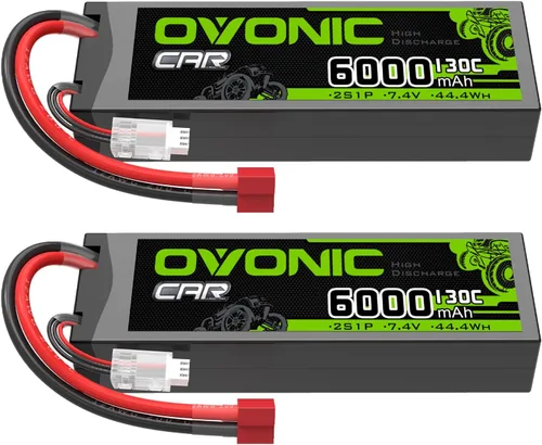 OVONIC 2S LiPo Batería 6000mAh 7.4V 130C RC Batería con Dean-Estilo T Conector