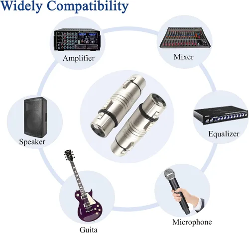 Miniatura 3 de Adaptador de acoplador XLR hembra a hembra de 3 pines conector XLR para cables de audio o sistemas PA 2 unids