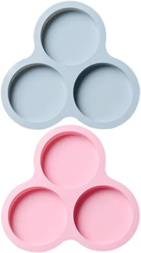 Miniatura 7 de Molde de huevo para freidora de aire, 1/2 sartén de silicona para huevos, molde antiadherente reutilizable de 3 cavidades, molde para hornear Rosado