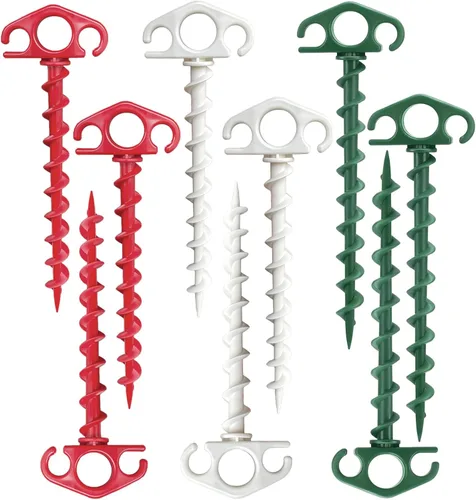 Miniatura 19 de Estacas de Anclaje para Tienda de Campaña Atornillables, Paquete de 6 Estacas de Arena para Playa de 9.4 Pulgadas, Clavijas Espirales Resistentes