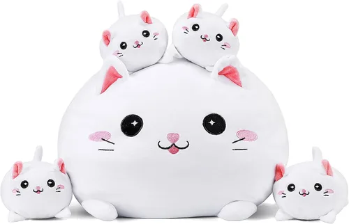 Miniatura 12 de Gato Negro de Peluche Lindo Gato de Peluche Suave con 4 Almohadas Navideñas, de Acción de Gracias, Cumpleaños para Niñas, Niños, Niños Decoración