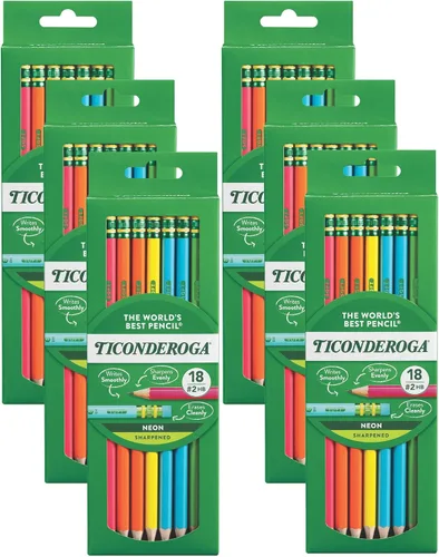Miniatura 10 de Ticonderoga Lápices de madera, preafilados, #2 HB suaves, colores neón, 18