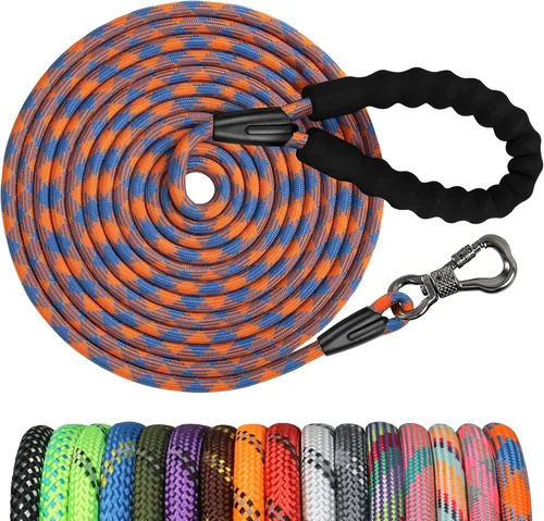 Miniatura 27 de NTR Correa Larga para Entrenamiento de Perros, Correas de Perro de 100 Pies para Perros de Razas Grandes con Gancho Giratorio Bloqueable y Mango