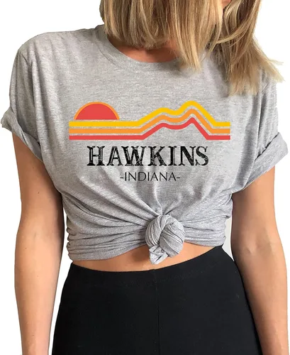 Camiseta de manga corta con estampado de letras para mujer, estilo casual, estilo vintage, estilo túnica