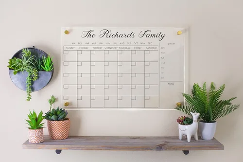 Miniatura 3 de Calendario acrílico personalizado para pared, se envía al día siguiente, hecho en Estados Unidos, planificador de borrado en seco transparente