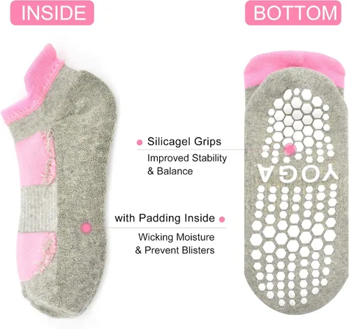 Miniatura 3 de Busy Socks Paquete de 2 calcetines antideslizantes para yoga, pilates, fitness, hospital, para mujeres y hombres, antideslizantes, para danza