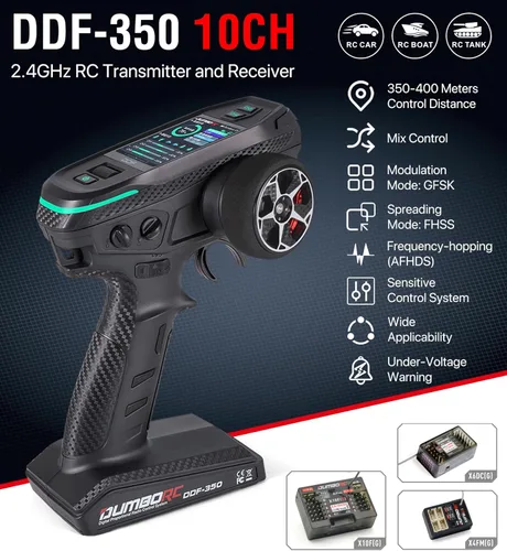 Miniatura 2 de DDF-350 con transmisor y receptor de radio RC P10F de 10 canales con pantalla HD, control remoto de 10 canales para automóvil, camioneta