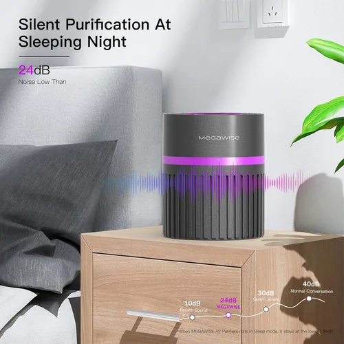 Miniatura 3 de MEGAWISE Purificador de aire portátil, filtro H13 True HEPA 3 en 1, 99.97 % filtración de 0.3 micrones, caspa de polvo y humo, sin ozono, ultra