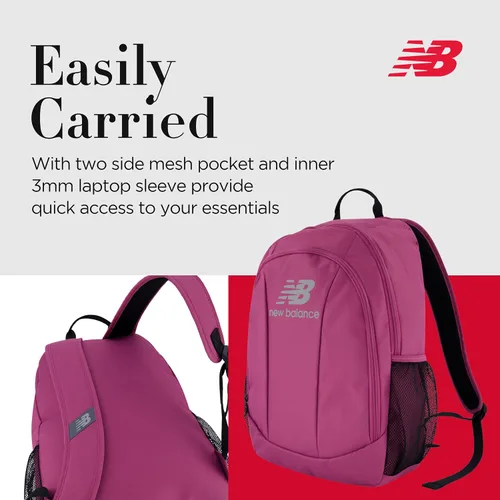 Miniatura 4 de New Balance Mochila para laptop, bolsa de viaje para hombres y mujeres, color borgoña, 19 pulgadas