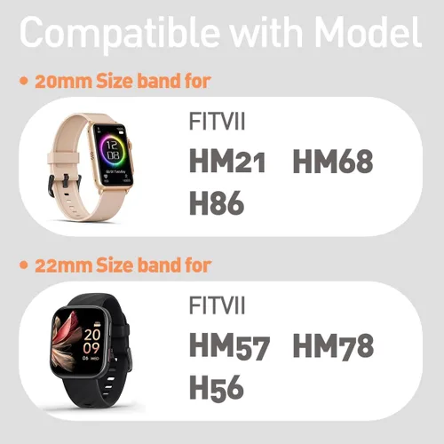 Miniatura 2 de Compatible con FITVII Smart Watch, 0.787 in, 0.866 in, correa magnética compatible con FITVII HM57, correa magnética deportiva de silicona fuerte
