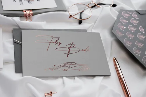 Miniatura 7 de Joli Coon Tarjeta Felicitación Boda - Feliz boda - Tarjeta boda felicitacion con sobre y un sello de cera