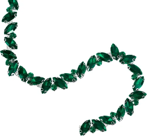 Miniatura 12 de uxcell Borde de cadena de diamantes de imitación de 1 yarda, aplique de cadena de cristal brillante de 0.394 pulgadas para costura, joyería