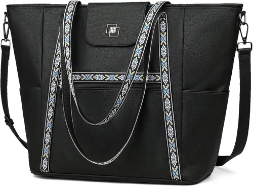 Miniatura 10 de FADEON Bolso Grande para Laptop de Cuero para Mujer, Bolso de Mano de Diseño, Mochila de Viaje a la Moda, Bolso de Hombro 1 estilo retro marrón