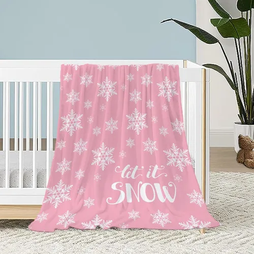 Miniatura 10 de Manta de Navidad para bebé, pequeña, roja, con copos de nieve de Navidad, manta de invierno y vacaciones, manta para arrullo de niños pequeños