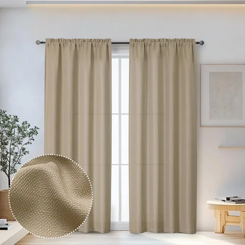 Miniatura 84 de OWENIE Bob Juego de 2 Paneles de Cortinas Negras de Cocina para Ventanas de 36 Pulgadas de Largo, Cortinas Cortas de Café con Textura de Lino