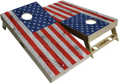 Miniatura 14 de Serie American Flag – Tablas de cornhole prémium con portavasos y un asa, incluye 2 tablas de cornhole regulables de 4 x 2 pies con madera