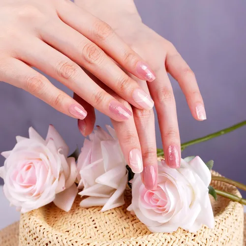 Miniatura 17 de DANNI & TONI Tiras de uñas de gel semicuradas, color rosa champán, ojos de gato, 28 calcomanías de regalo para mujer Aqua Ripple